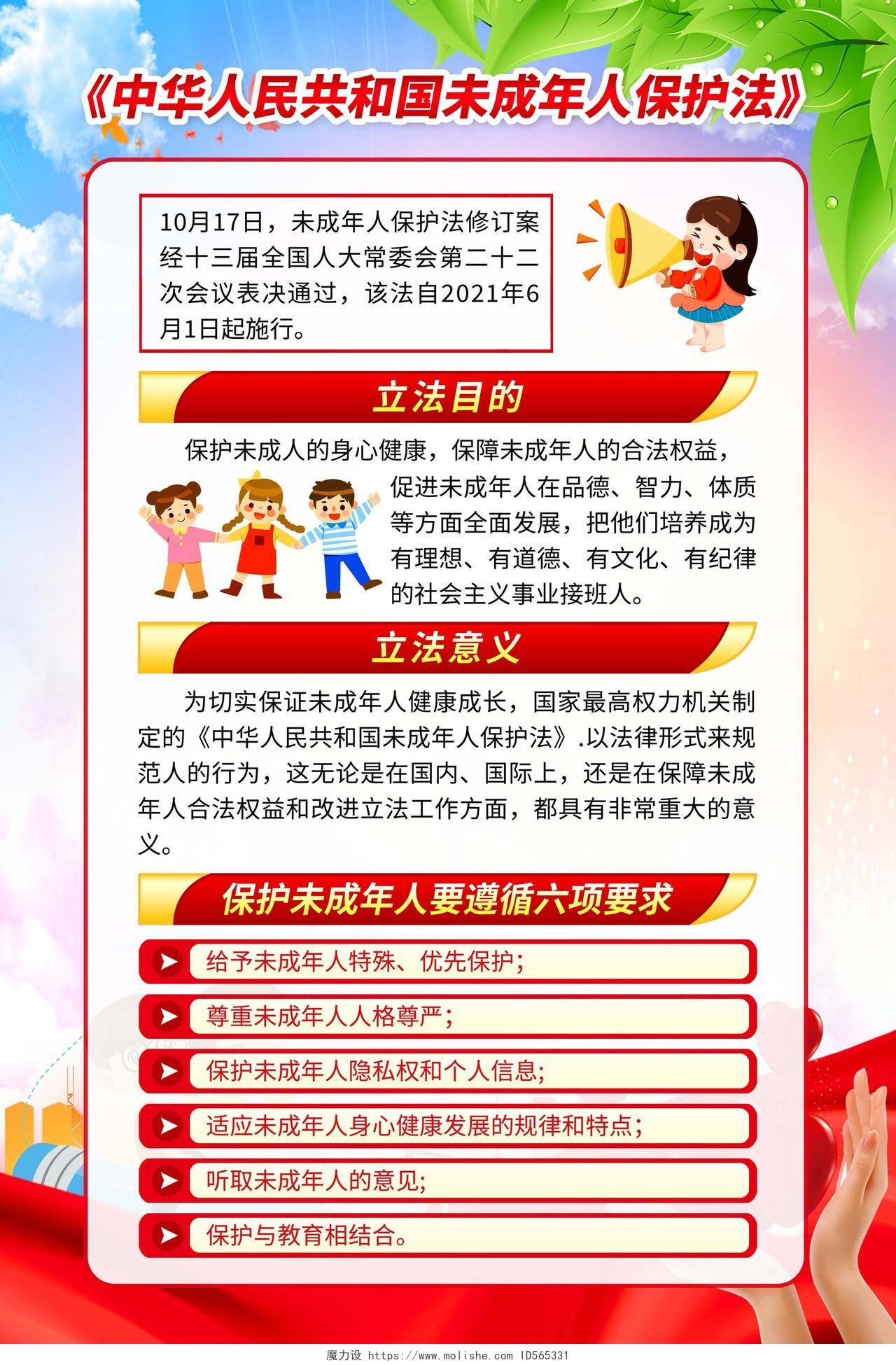 蓝色卡通中华人民共和国未成年人保护法未成年人保护法套图